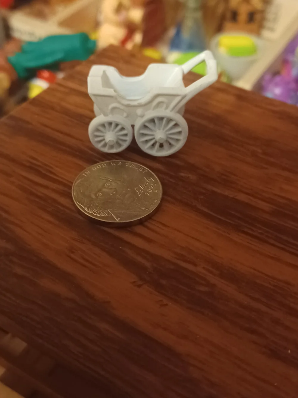 White Miniature Toy Baby Carriage for Kids Playsets